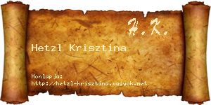 Hetzl Krisztina névjegykártya